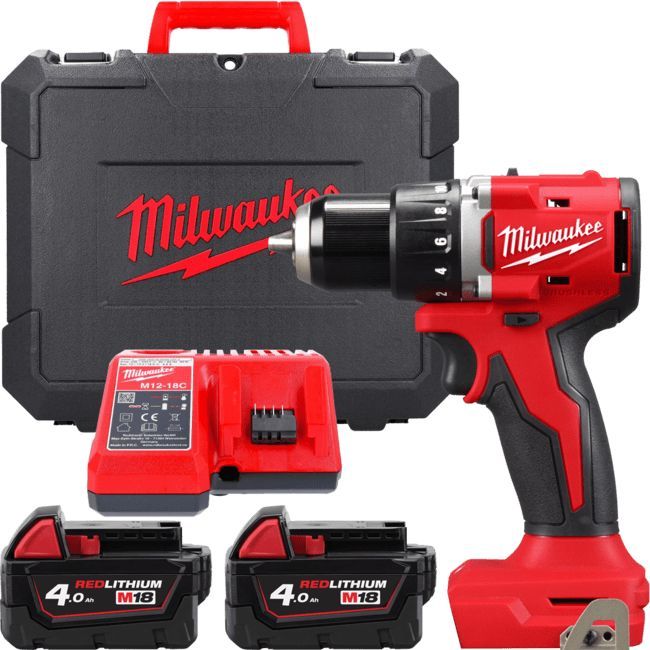 Шурупокрут-дриль акумуляторний Milwaukee M18 BLDDRC-402C 18В 2х4А·год 60Нм 550·1700об·хв ЗП M12-18C кейс 1.5кг