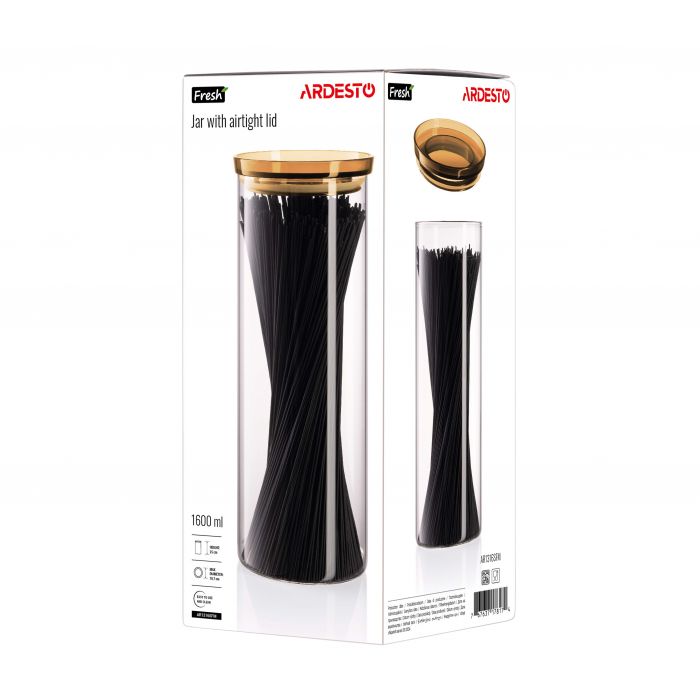 Банка для зберігання ARDESTO Fresh 1600мл, скло, пластик, прозорий