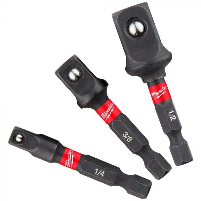 Перехідник Milwaukee, набір 3шт, 1/4",3/8",1/2", для торцевих головок
