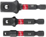 Перехідник Milwaukee, набір 3шт, 1/4",3/8",1/2", для торцевих головок