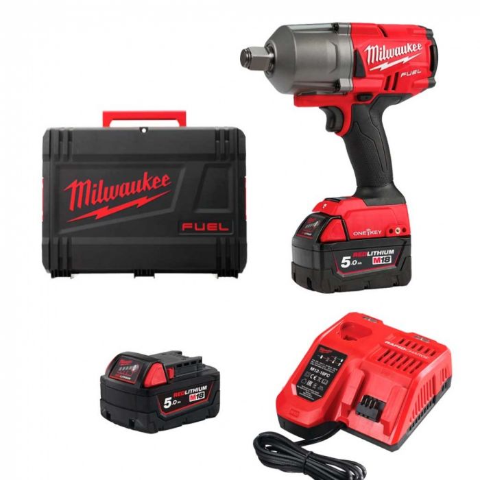 Гайковерт ударний акумуляторний Milwaukee M18 ONEFHIWF34-502X 18В АКБ 2х5А·год 0-1800об·хв 2034Нм 3/4" ЗП M12-18FC кейс 3.5кг