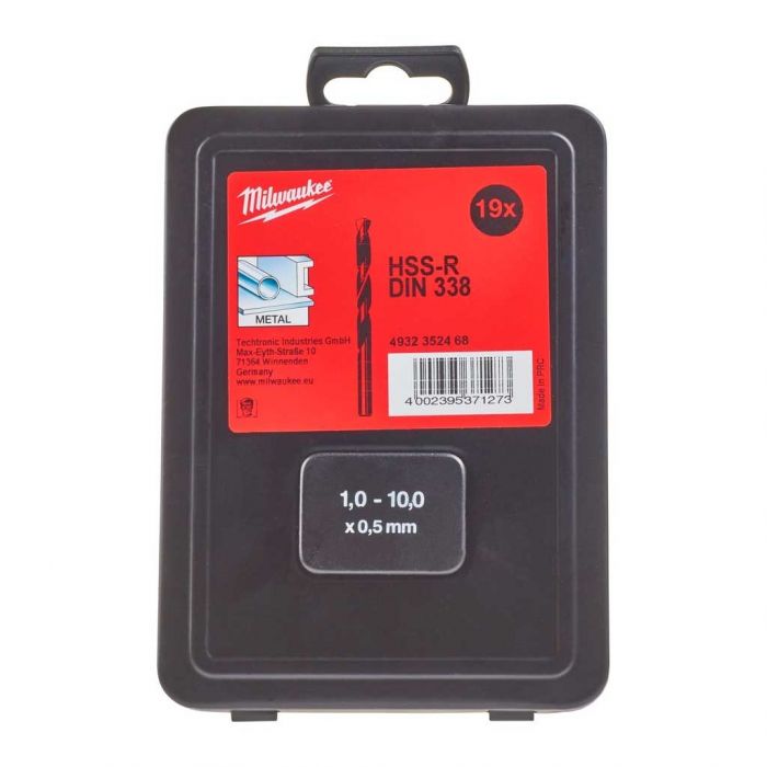 Набір свердел по металу Milwaukee HSS-R, 19шт, 1-10мм, кейс