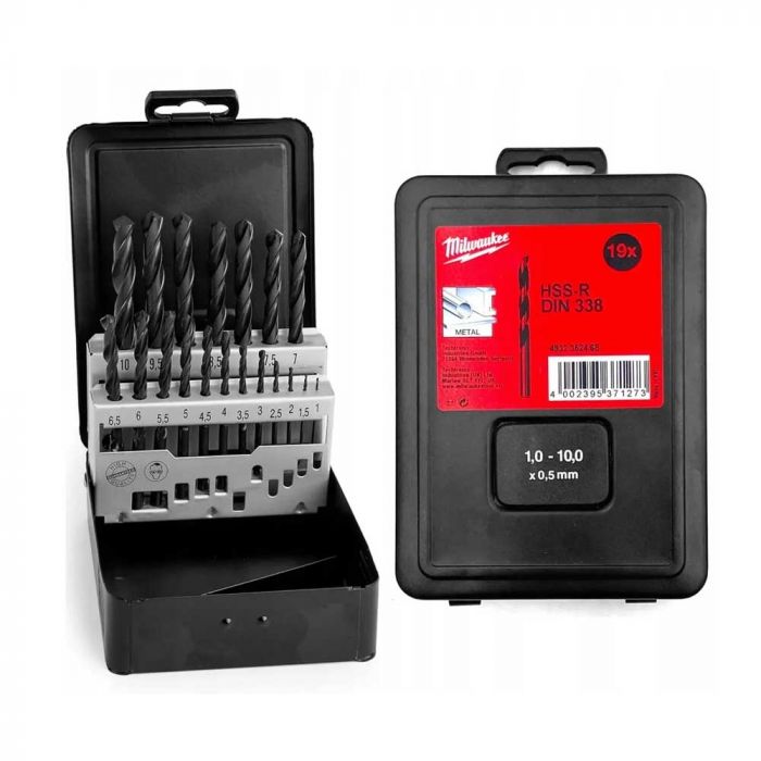 Набір свердел по металу Milwaukee HSS-R, 19шт, 1-10мм, кейс