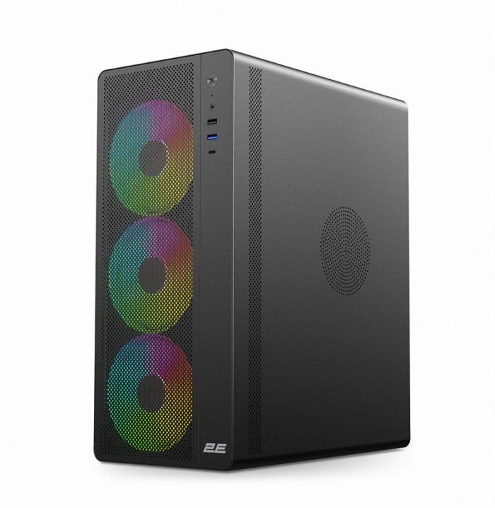 Корпус 2E GAMING Credo Plus V510B без БЖ, 1xUSB3.0, 1х USB 2.0, 1xUSB Type-C, 4x120мм RGB Rainbow, VGA 310мм, TG Side Panel, ATX, чорний