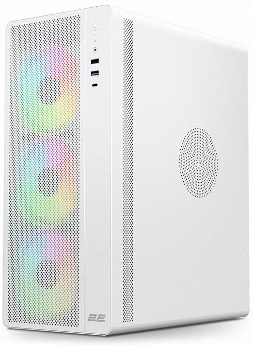 Корпус 2E GAMING Credo Plus V510W без БЖ, 1xUSB3.0, 1х USB 2.0, 1xUSB Type-C, 4x120мм RGB Rainbow, VGA 310мм, TG Side Panel, ATX, білий