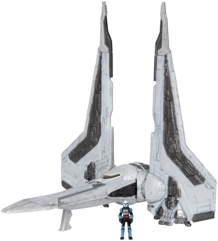 Ігрова колекційна фігурка Star Wars Medium Vehicle Транспорт та фігурка Kom'rk-Class Mandalorian Starfighter 12.5см