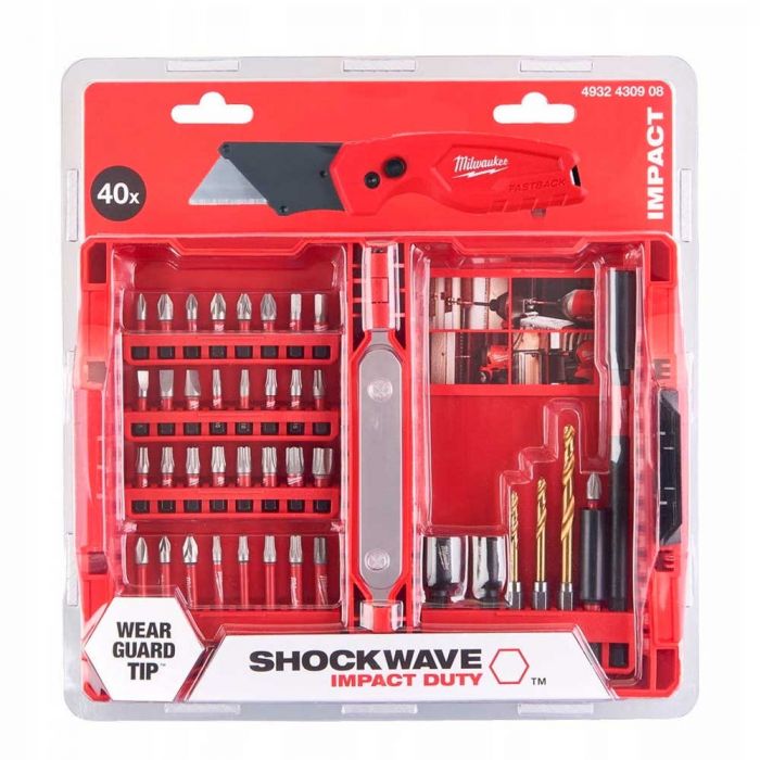 Набір біт і свердел + ніжFASTBACK Milwaukee  40 предметів кейс