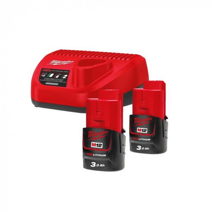 Набір акумулятора та зарядного пристрою Milwaukee NRG-302 12В 2х3А·год Redlithium M12, ЗП С12C