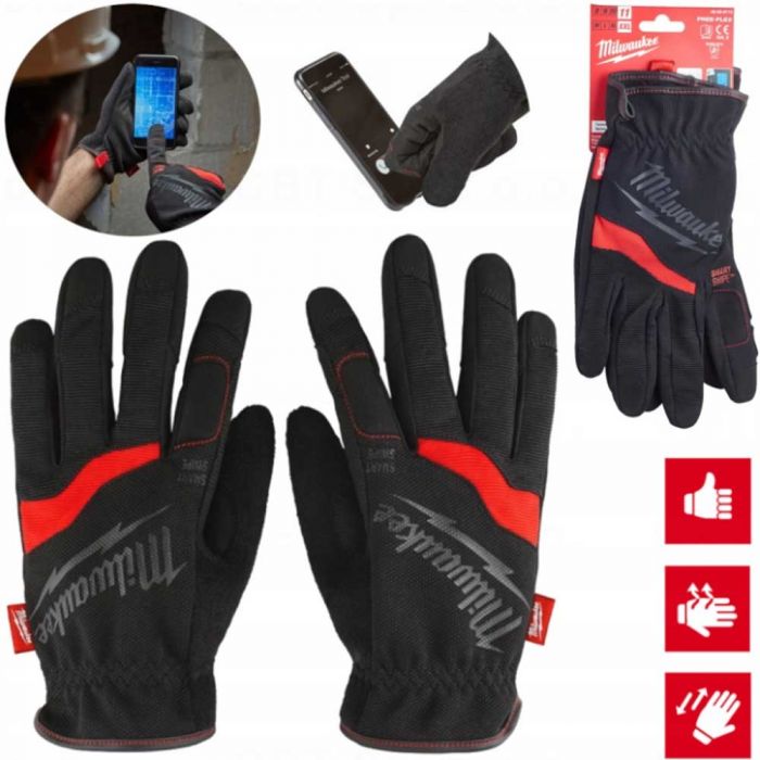Рукавички робочіMilwaukee Free-Flex, поліуретан/спандекс/поліестер, р.11/XXL, чорні