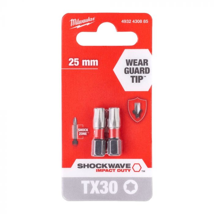 Біти Milwaukee Shockwave, набір 2шт, Torx T30х25мм