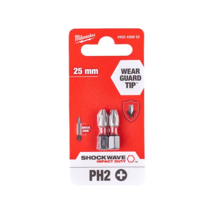 Біти Milwaukee Shockwave, набір 2шт, PH2х25мм