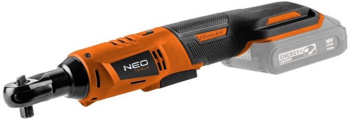 Тріскачка акумуляторна Neo Tool Energy+ 18В 250об·хв 60Нм 3/8" адаптер 1/2" 0.89кг без АКБ та ЗП