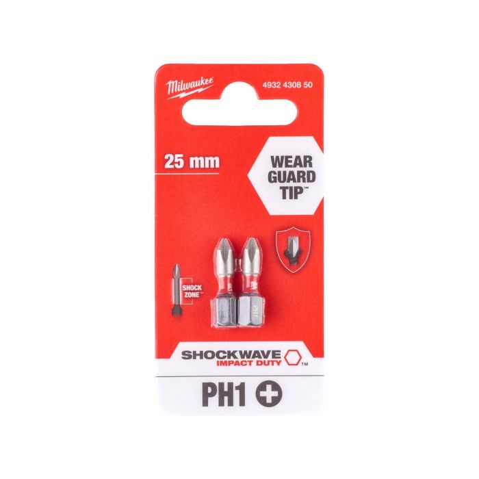 Біти Milwaukee Shockwave, набір 2шт, PH1х25мм