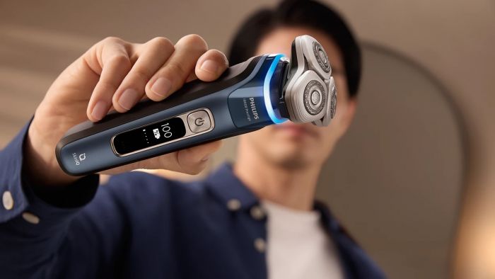 Бритва електр. Philips Series i9000 Prestige SkinIQ,  бритв.головок-3, Li-Ion, сух.+волог., індикатор заряду, твердий чохол, синій