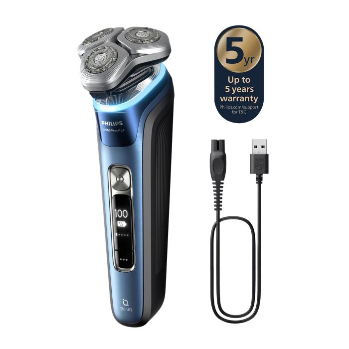 Бритва електр. Philips Series i9000 Prestige SkinIQ,  бритв.головок-3, Li-Ion, сух.+волог., індикатор заряду, твердий чохол, синій