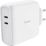 Зарядний пристрій мережевий Trust Maxo 65Вт, 2xUSB-C PD, білий