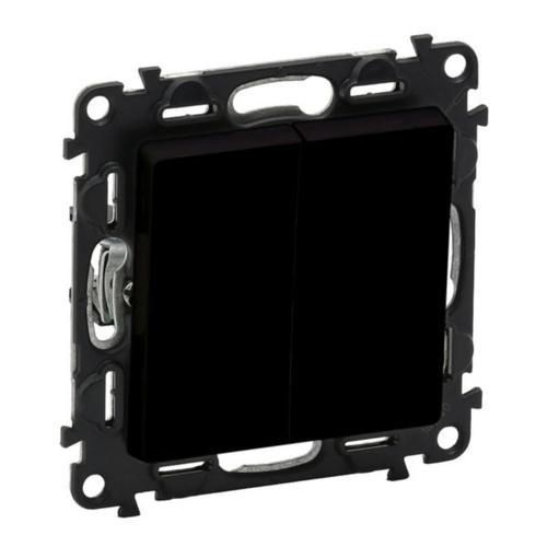 Вимикач 2-х клавішний Legrand Valena Life, 10AX, 250V, автоматичні клеми, матовий чорний