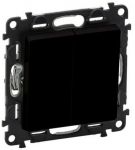 Вимикач 2-х клавішний Legrand Valena Life, 10AX, 250V, автоматичні клеми, матовий чорний