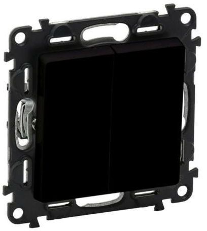 Вимикач 2-х клавішний Legrand Valena Life, 10AX, 250V, автоматичні клеми, матовий чорний