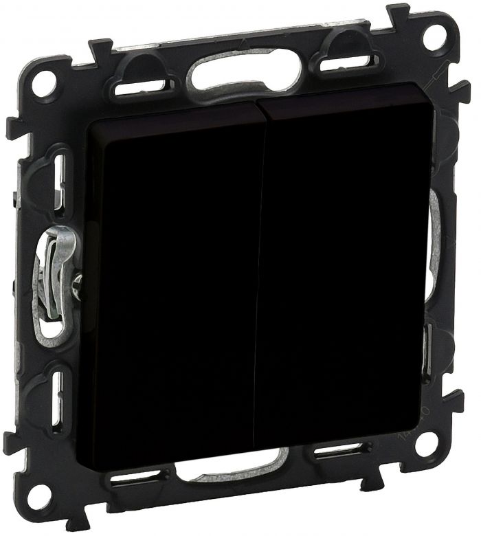 Перемикач 2-х клавішний Legrand Valena Life, 10AX, 250V, автоматичні клеми, матовий чорний