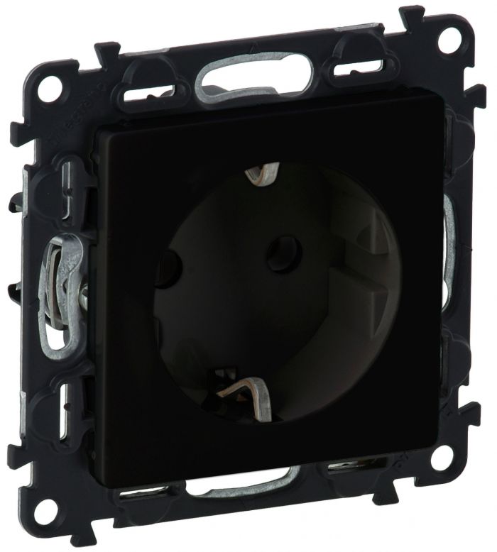 Розетка 2К+З Schuko Legrand Valena Life, 16А, 250V, автоматичні клеми, матовий чорний