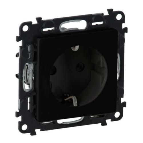 Розетка 2К+З Schuko Legrand Valena Life, 16А, 250V, зі шторками, автоматичні клеми, матовий чорний