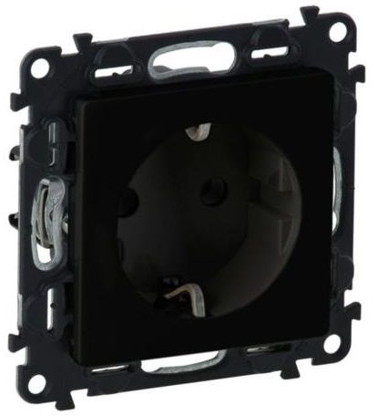 Розетка 2К+З Schuko Legrand Valena Life, 16А, 250V, зі шторками, автоматичні клеми, матовий чорний