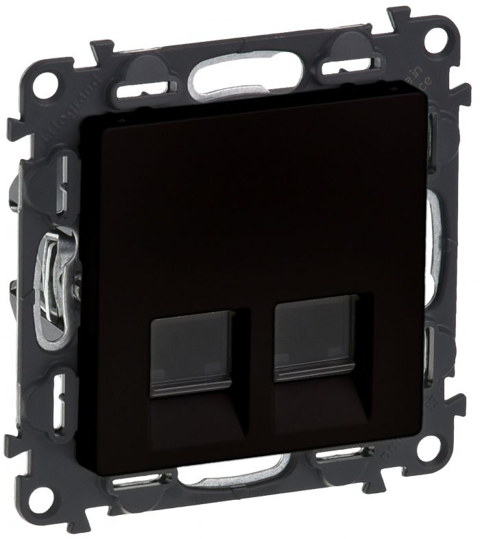 Розетка подвійна RJ45 кат. 5e UTP Legrand Valena Life, з накладками, матовий чорний