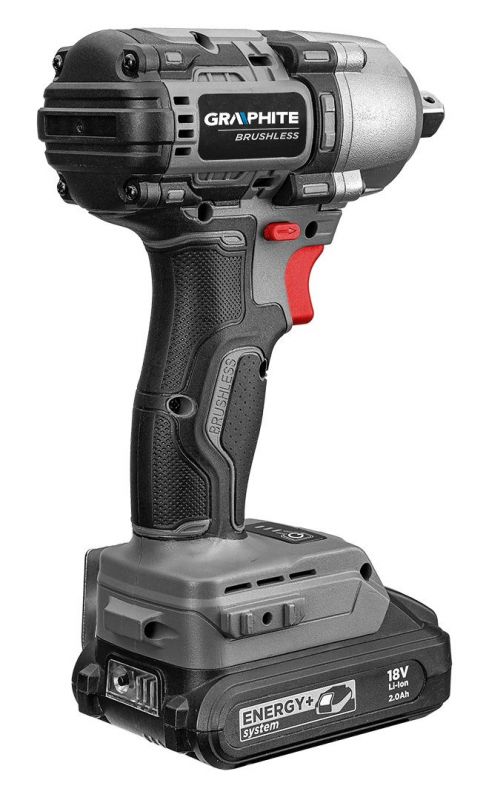 Гайковерт ударний GRAPHITE Energy+ 18В безщітковий 2600об·хв 450Нм 1/2" 3 швидкості 1.24кг без АКБ та ЗП