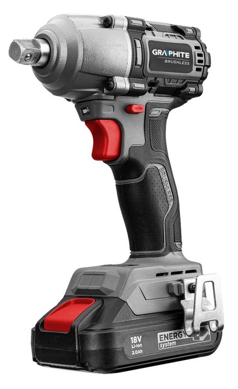 Гайковерт ударний GRAPHITE Energy+ 18В безщітковий 2600об·хв 450Нм 1/2" 3 швидкості 1.24кг без АКБ та ЗП