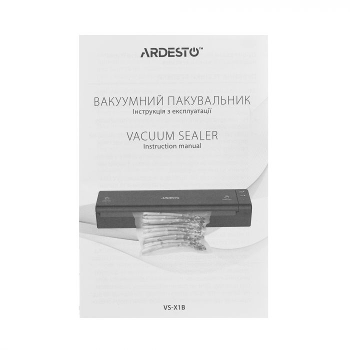 Вакууматор ARDESTO для пакетів та рулонів, 110Вт, 28см, електронне, + 1 рулон, пластик, чорний