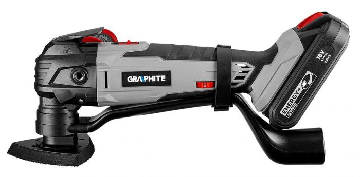 Багатофункціональний інструмент акумуляторний реноватор GRAPHITE Energy+ 18В 5000-20000об·хв кут коливань 3° 1.18кг без АКБ та ЗП