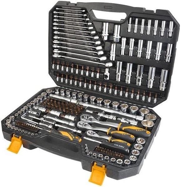 Набір інструментів Tolsen, 216шт, 1/2", 1/4", 3/8", комбіновані ключі, торцевы головки, біти,CrV, кейс