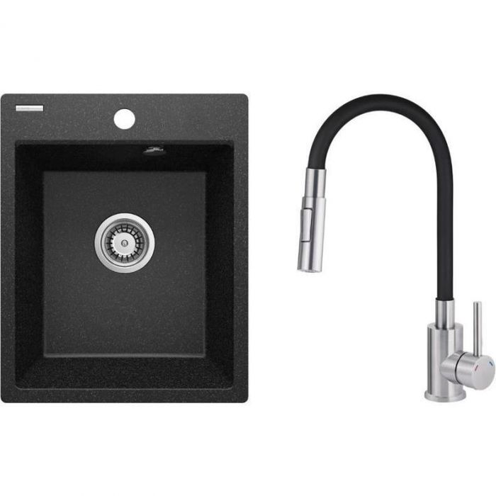 Набір для кухні Deante Corio, гранітна мийка ZRC_2103 + зміш. BOC_B740, графіт
