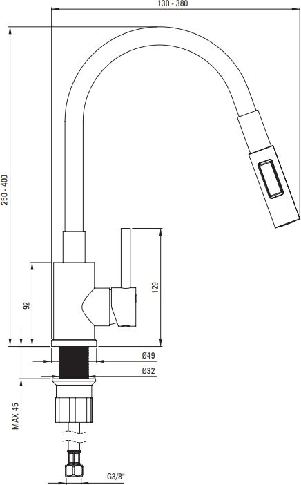 Набір для кухні Deante Corio, гранітна мийка ZRC_2103 + зміш. BOC_B740, графіт