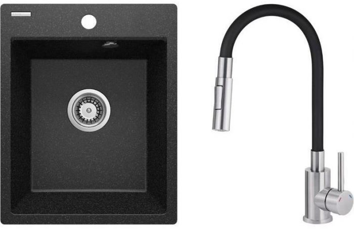 Набір для кухні Deante Corio, гранітна мийка ZRC_2103 + зміш. BOC_B740, графіт
