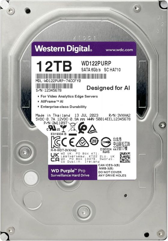 Жорсткий диск WD 12TB 3.5" 7200 512MB SATA Purple Pro Surveillance