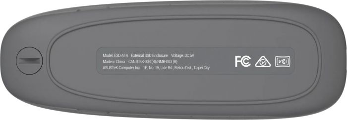 Портативний корпус ASUS для SSD COBBLE/GRAY/G/AS/ESD-A1A /GRAY/G/ PCIe NVMe M.2 2230/2242/2260/2280 USB Type-C 3.2 Gen 2x1 сірий