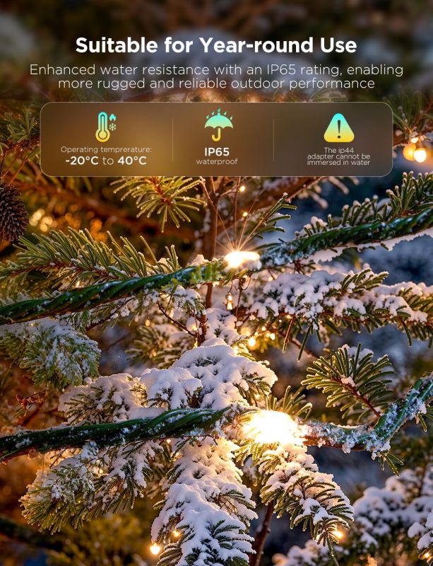 Гірлянда Smart LED Govee H80C4 Christmas String Lights 2, RGBWIC, 20м, кабель прозорий
