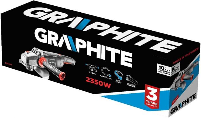 Шліфмашина кутова GRAPHITE 230мм 2350Вт 6500об·хв 4.85кг