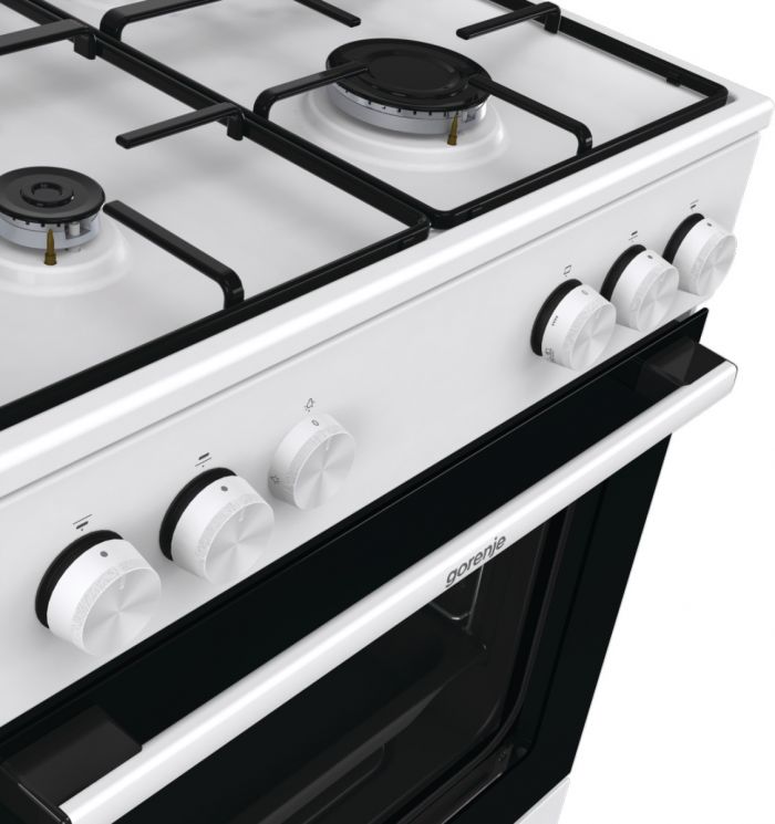 Плита Gorenje  газова, 72л, 60x60см, емальовані, з кришкою, білий