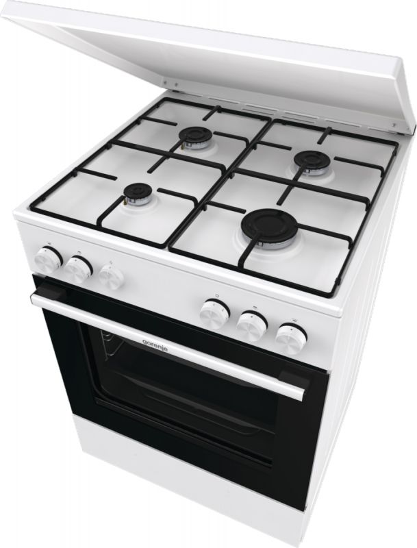 Плита Gorenje  газова, 72л, 60x60см, емальовані, з кришкою, білий