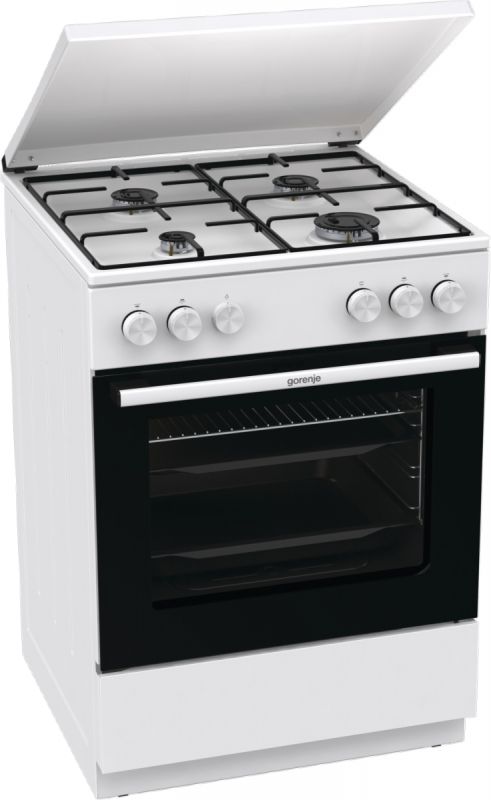 Плита Gorenje  газова, 72л, 60x60см, емальовані, з кришкою, білий