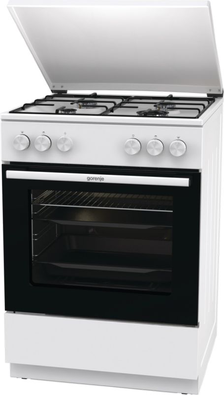 Плита Gorenje  газова, 72л, 60x60см, емальовані, з кришкою, білий