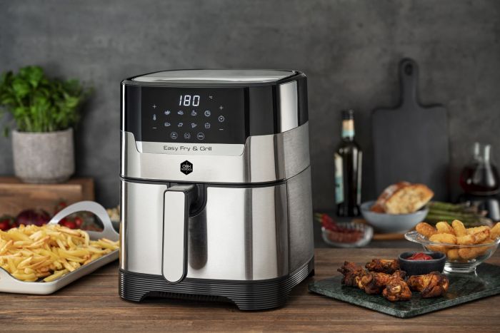 Мультипіч OBH Nordica EasyFry&Grill, 1550Вт, чаша-4.2л, сенсорне керув., від 40°C до 200°C, пластик, чорно-сірий