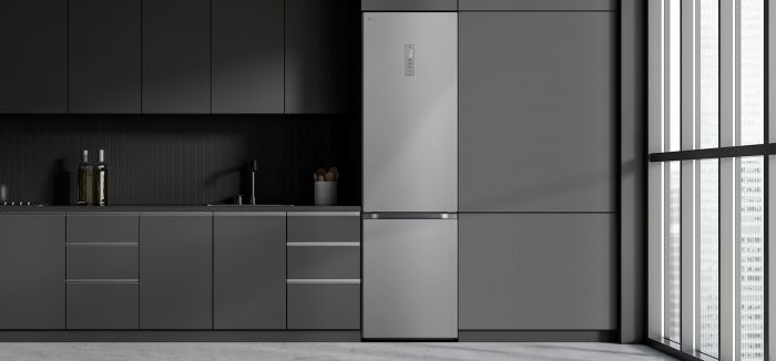 Холодильник LG з нижн. мороз., 203x60х68, холод.відд.-277л, мороз.відд.-110л, 2дв., А++, NF, інв., диспл зовн., Metal Fresh, сріблястий