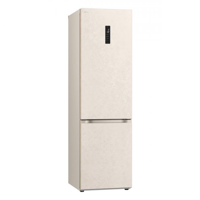 Холодильник LG з нижн. мороз., 203x60х68, холод.відд.-277л, мороз.відд.-110л, 2дв., А++, NF, інв., диспл зовн., Metal Fresh, бежевий