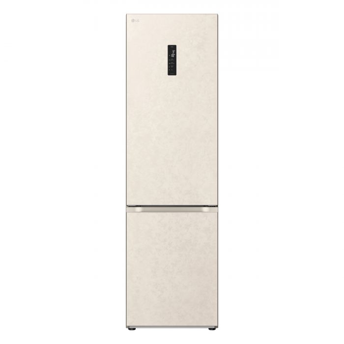 Холодильник LG з нижн. мороз., 203x60х68, холод.відд.-277л, мороз.відд.-110л, 2дв., А++, NF, інв., диспл зовн., Metal Fresh, бежевий