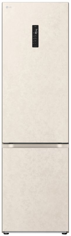 Холодильник LG з нижн. мороз., 203x60х68, холод.відд.-277л, мороз.відд.-110л, 2дв., А++, NF, інв., диспл зовн., Metal Fresh, бежевий