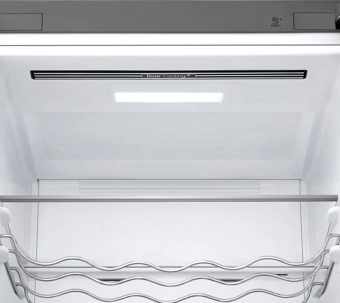 Холодильник LG з нижн. мороз., 203x60х68, холод.відд.-277л, мороз.відд.-110л, 2дв., А++, NF, інв., диспл зовн., зона св-ті, сріблястий